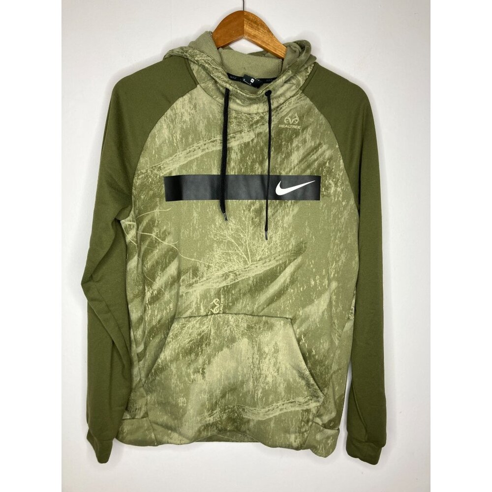 Nike Realtree Green Camo Dri-FIT Hoodie Sweatshirt Mens Medium Outdoor Wear